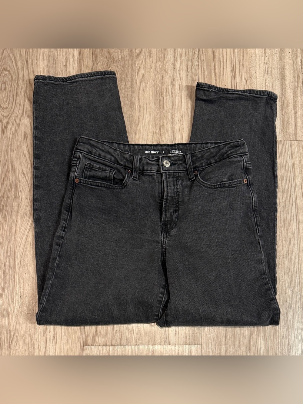 Old Navy High Rise OG Loose Black Jeans Size 6